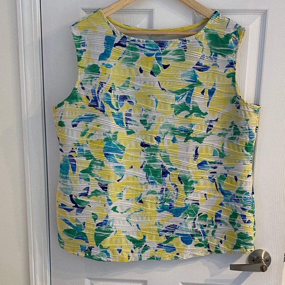 Tan Jay Colorful Sleeveless Top size XL (see description), plus size w stretch